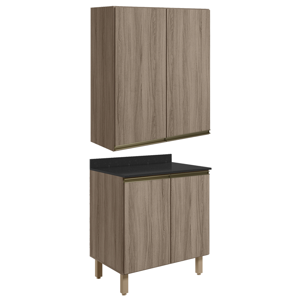 Armario Aereo Balcao 2 Portas 60cm MDF Kali Carvalho Toq Carvalho Toq Nicioli