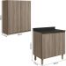 Armario Aereo Balcao 2 Portas 60cm MDF Kali Carvalho Toq Carvalho Toq Nicioli