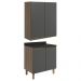 Armario Aereo Balcao 2 Portas 60cm MDF Kali Carvalho Toq Chumbo Nicioli