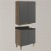 Armario Aereo Balcao 2 Portas 60cm MDF Kali Carvalho Toq Chumbo Nicioli