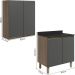 Armario Aereo Balcao 2 Portas 60cm MDF Kali Carvalho Toq Chumbo Nicioli
