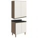 Armario Aereo Balcao 2 Portas 60cm MDF Kali Carvalho Toq Off White Cetim Nicioli