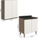 Armario Aereo Balcao 2 Portas 60cm MDF Kali Carvalho Toq Off White Cetim Nicioli