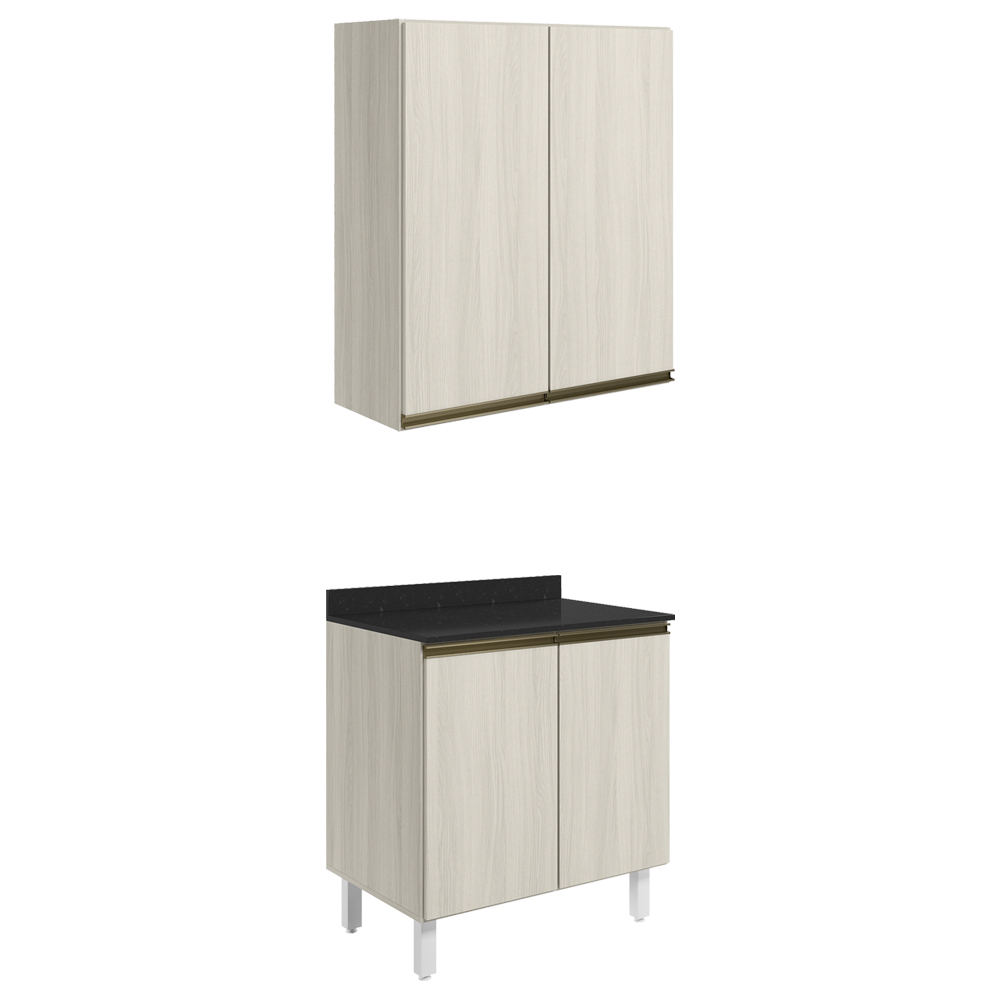 Armario Aereo Balcao 2 Portas 70cm MDF Kali Bianco Toq Bianco Toq Nicioli