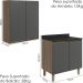 Armario Aereo Balcao 2 Portas 70cm MDF Kali Carvalho Toq Chumbo Nicioli