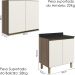 Armario Aereo Balcao 2 Portas 80cm MDF Kali Carvalho Toq Off White Cetim Nicioli