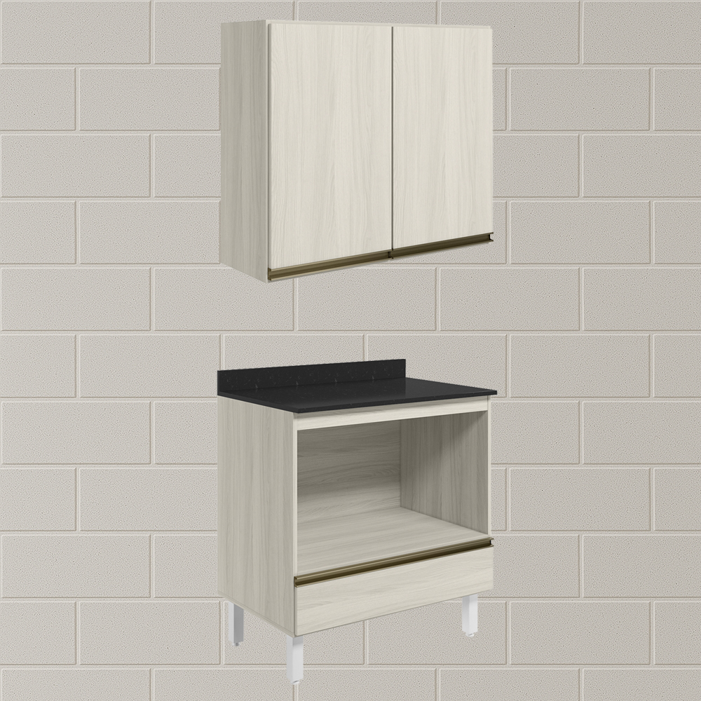Armario Aereo Balcao Forno 80cm MDF Kali Bianco Toq Bianco Toq Nicioli
