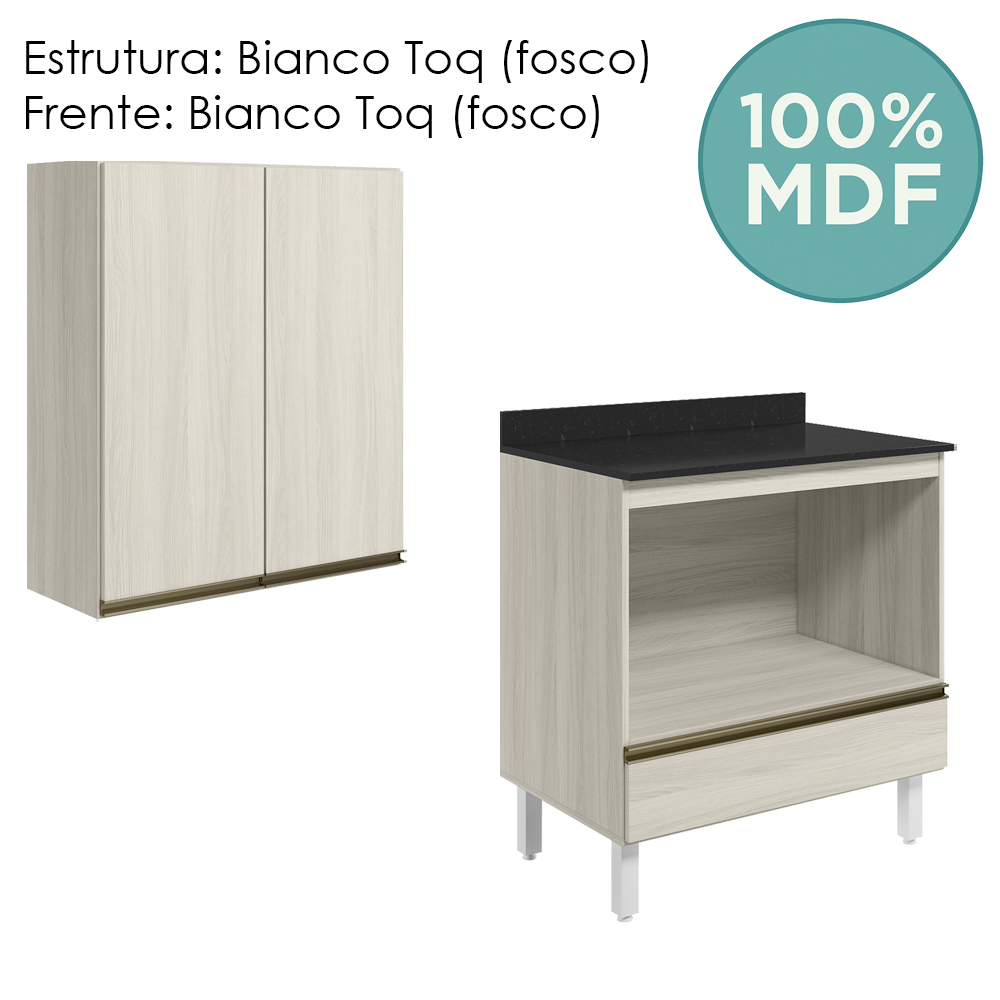 Armario Aereo Balcao Forno 80cm MDF Kali Bianco Toq Bianco Toq Nicioli