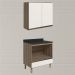 Armario Aereo Balcao Forno 80cm MDF Kali Carvalho Toq Off White Cetim Nicioli