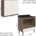 Armario Aereo Balcao Forno 80cm MDF Kali Carvalho Toq Off White Cetim Nicioli