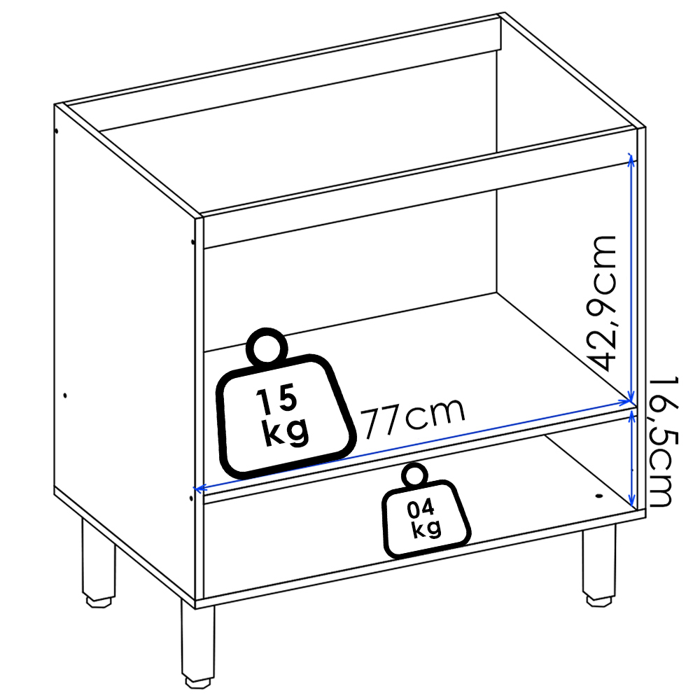 Armario Aereo Balcao Forno 80cm MDF Kali Carvalho Toq Off White Cetim Nicioli