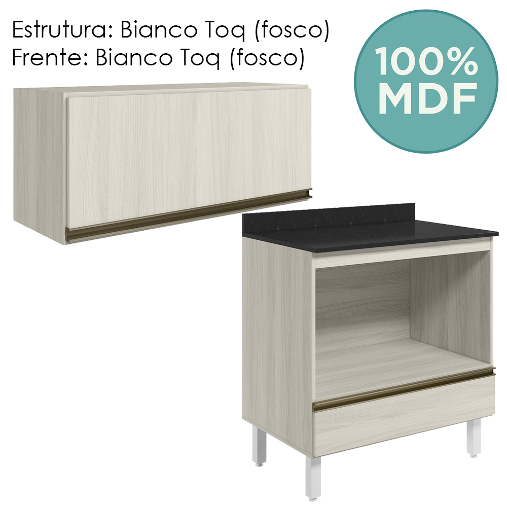 Armario Aereo Balcao Forno MDF Kali Bianco Toq Bianco Toq Nicioli