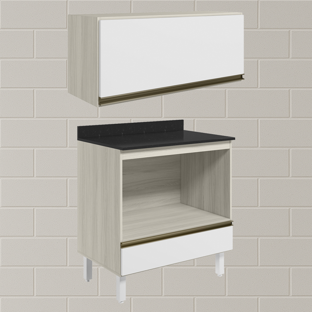 Armario Aereo Balcao Forno MDF Kali Bianco Toq Branco Uv Nicioli