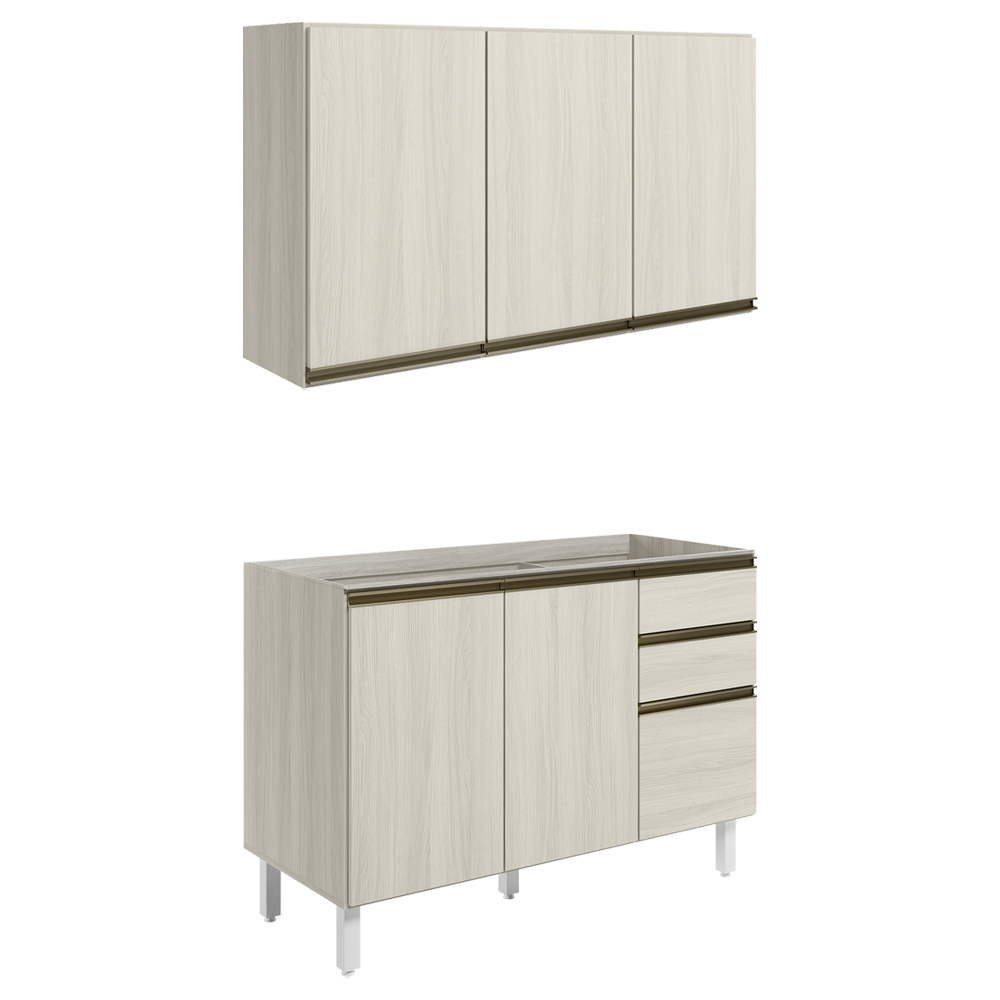 Armario Aereo Balcao Pia 120 cm MDF Kali Bianco Toq Bianco Toq Nicioli