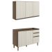 Armario Aereo Balcao Pia 120 cm MDF Kali Carvalho Toq Bianco Toq Nicioli