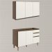 Armario Aereo Balcao Pia 120 cm MDF Kali Carvalho Toq Off White Cetim Nicioli