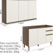 Armario Aereo Balcao Pia 120 cm MDF Kali Carvalho Toq Off White Cetim Nicioli