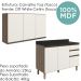 Armario Aereo Balcao Tampo 120cm MDF Kali Carvalho Toq Off White Cetim Nicioli