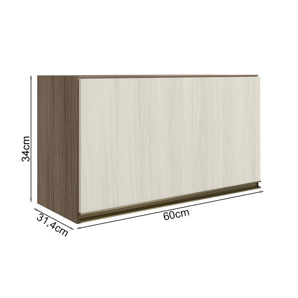 Armario Aereo Basc MDF 60 cm Kali 16337 Carvalho Toq Bianco Toq Nicioli