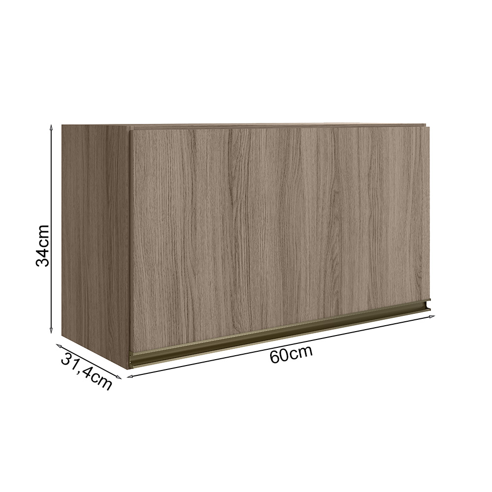 Armario Aereo Basc MDF 60 cm Kali 16337 Carvalho Toq Carvalho Toq Nicioli
