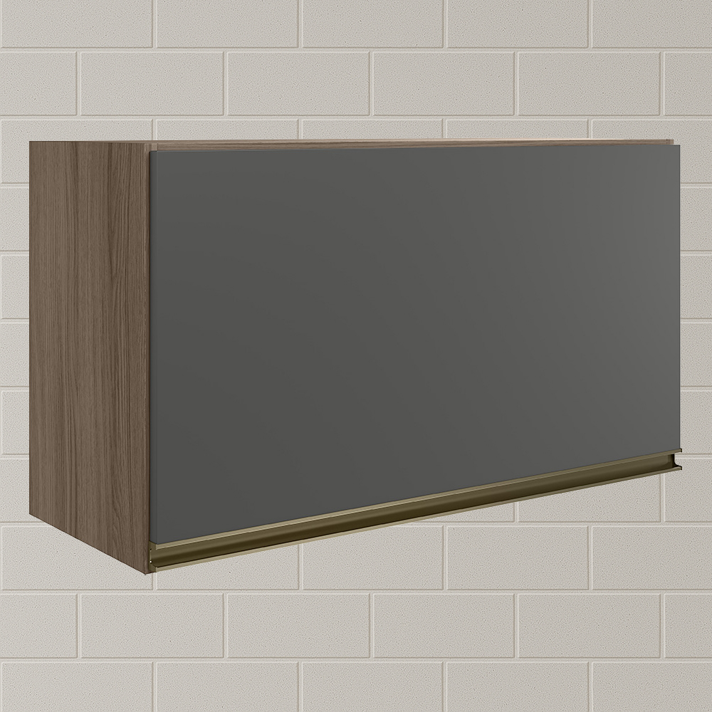 Armario Aereo Basc MDF 60 cm Kali 16337 Carvalho Toq Chumbo Nicioli