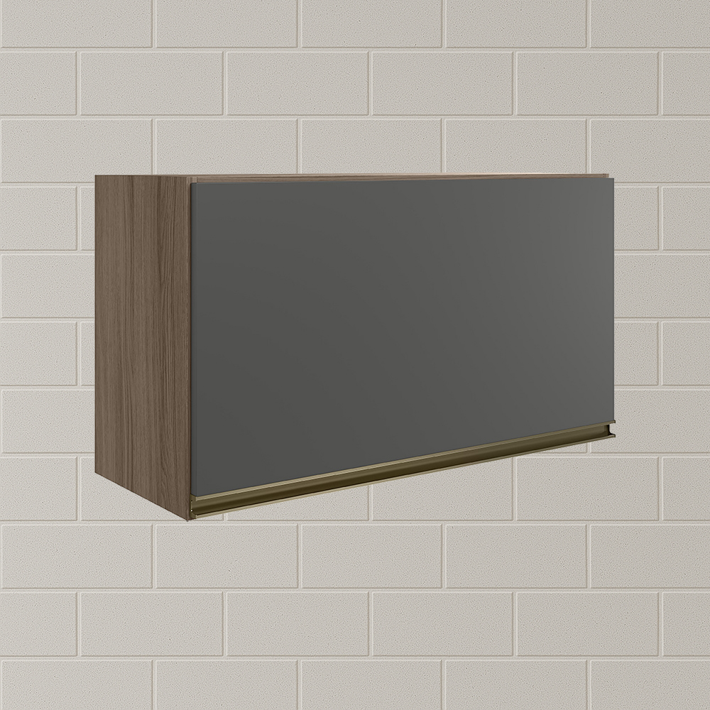 Armario Aereo Basc MDF 60 cm Kali 16337 Carvalho Toq Chumbo Nicioli