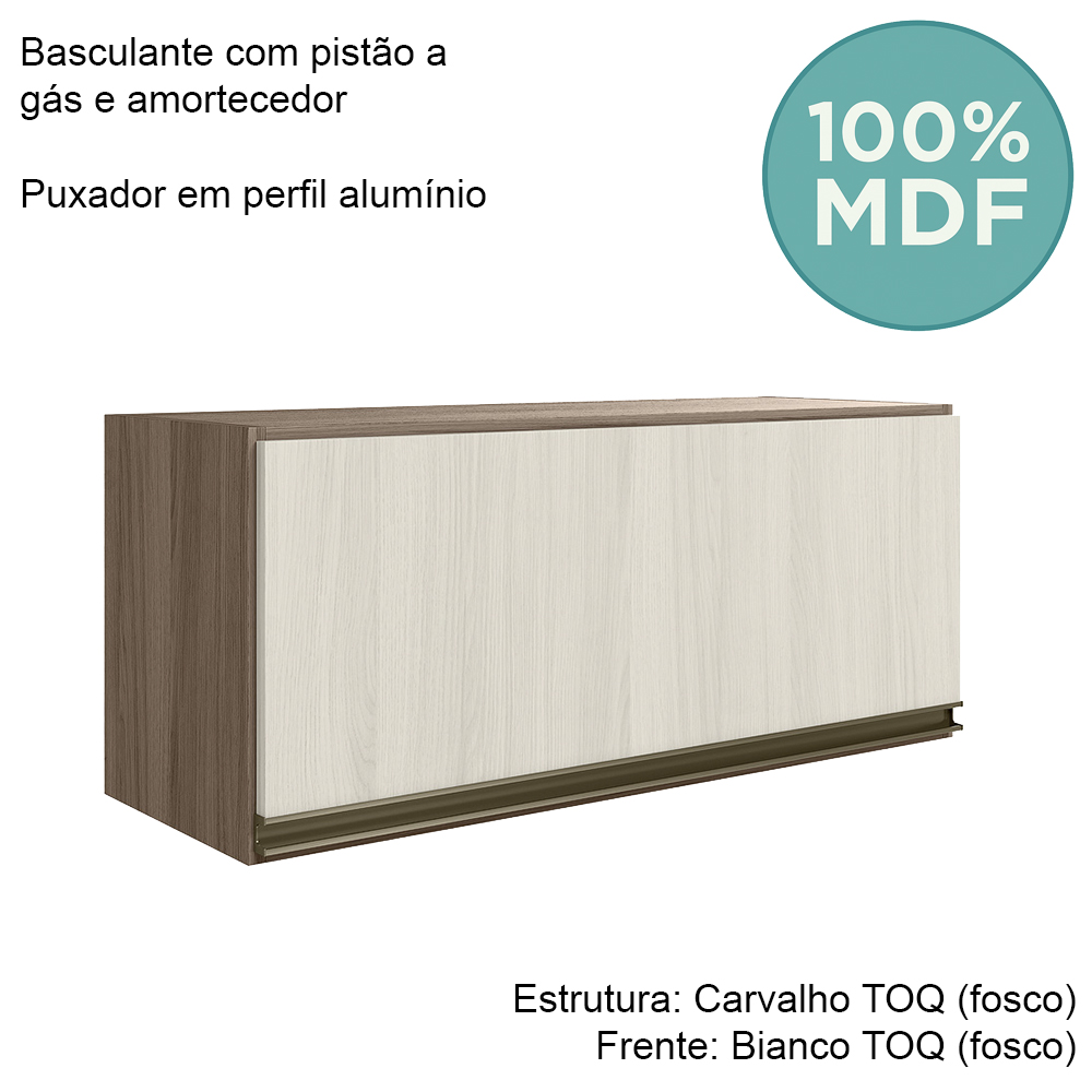 Armario Aereo Basc MDF 70 cm Kali 16339 Carvalho Toq Bianco Toq Nicioli