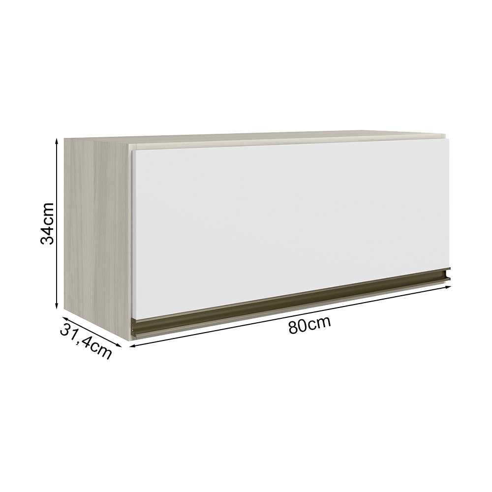 Armario Aereo Basc MDF 80 cm Kali 16341 Bianco Toq Branco Uv Nicioli