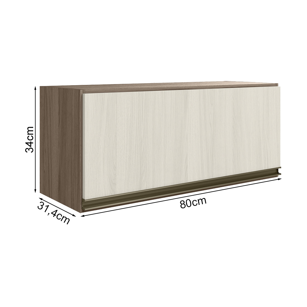 Armario Aereo Basc MDF 80 cm Kali 16341 Carvalho Toq Bianco Toq Nicioli