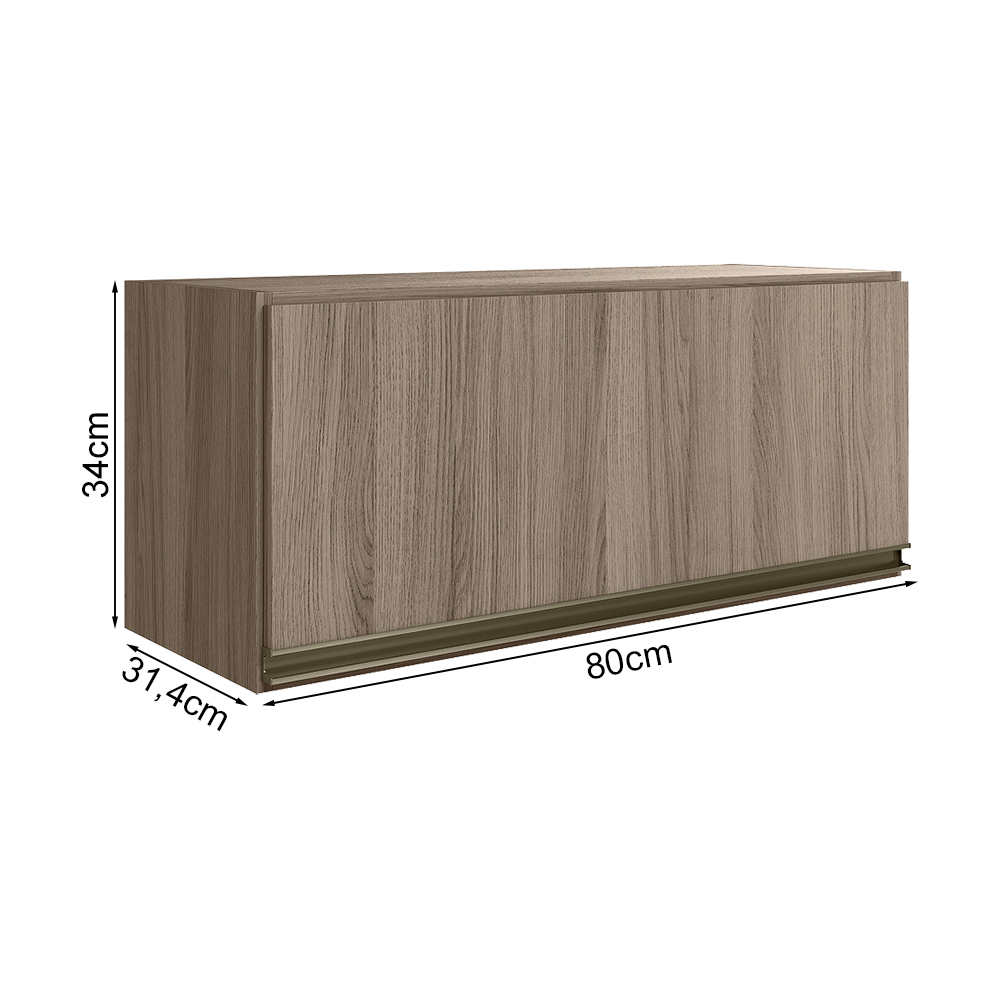 Armario Aereo Basc MDF 80 cm Kali 16341 Carvalho Toq Carvalho Toq Nicioli