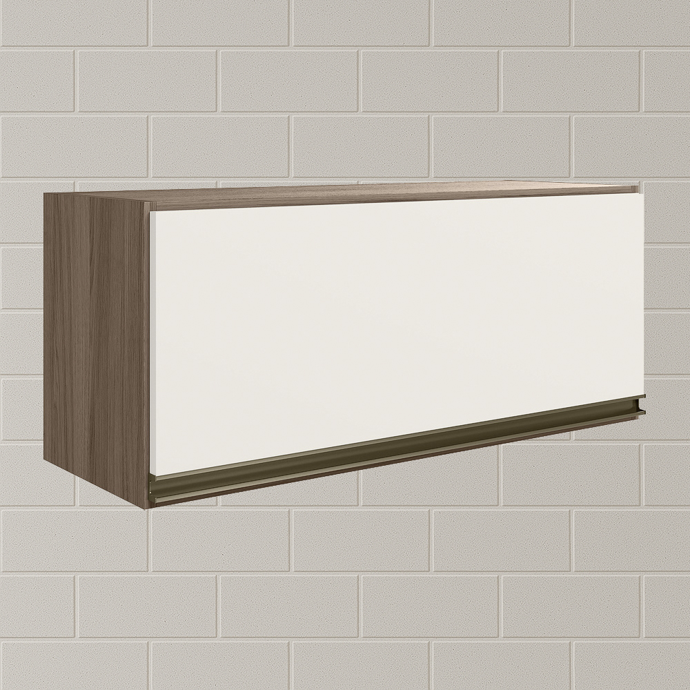Armario Aereo Basc MDF 80 cm Kali 16341 Carvalho Toq Off White Cetim Nicioli