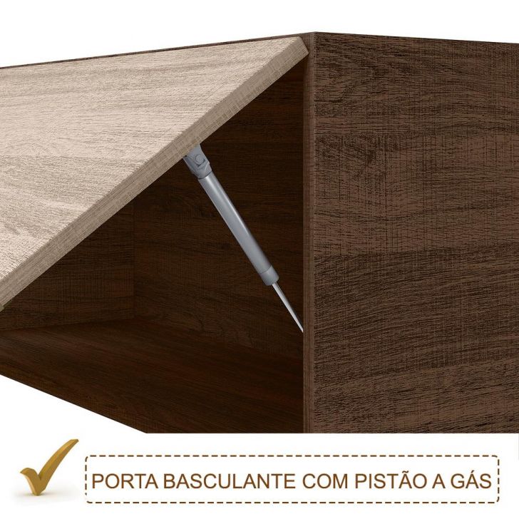 Puff baú retangular para sala, quarto c/ pistão á gás - marrom