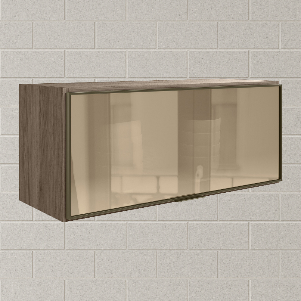 Armario Aereo Basculante Vidro MDF 80 cm Kali 1634161 Carvalho Toq Nicioli