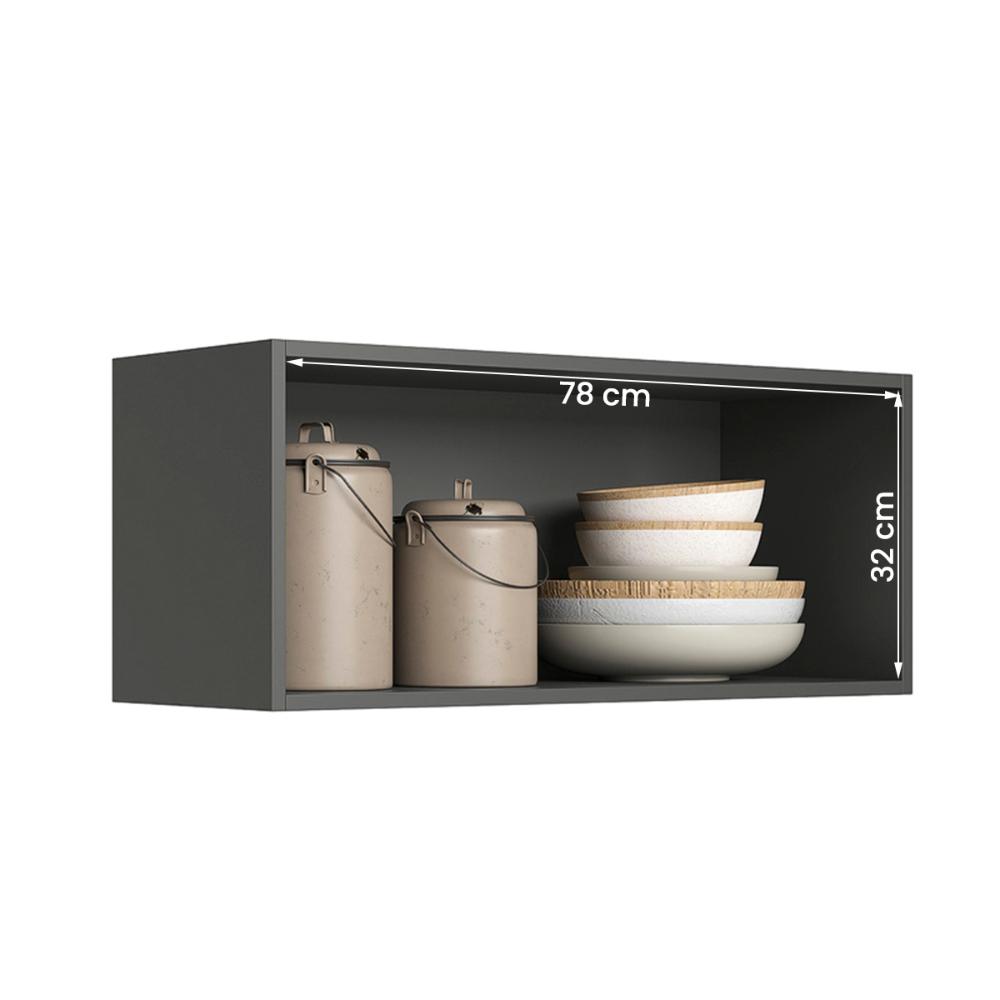 Armario Aereo Cozinha Acacia 80cm com 1 Porta Basculante Chumbo