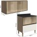 Armario Aereo E Balcao 1P 2G Vidro MDF Kali Carvalho Toq Off White Cetim Nicioli