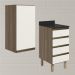 Armario Aereo E Balcao 1P 4G 40cm MDF Kali Carvalho Toq Off White Cetim Nicioli