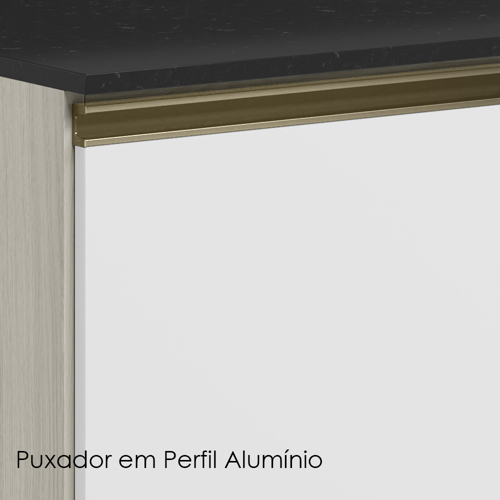 Armario Aereo E Balcao Canto Reto MDF Kali Bianco Toq Branco Uv Nicioli