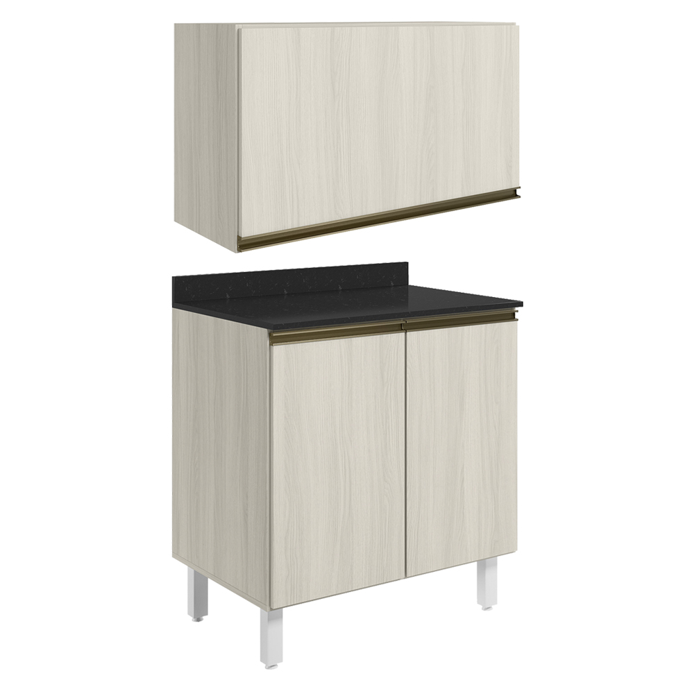 Armario Aereo E Balcao MDF 60cm Kali Bianco Toq Bianco Toq Nicioli