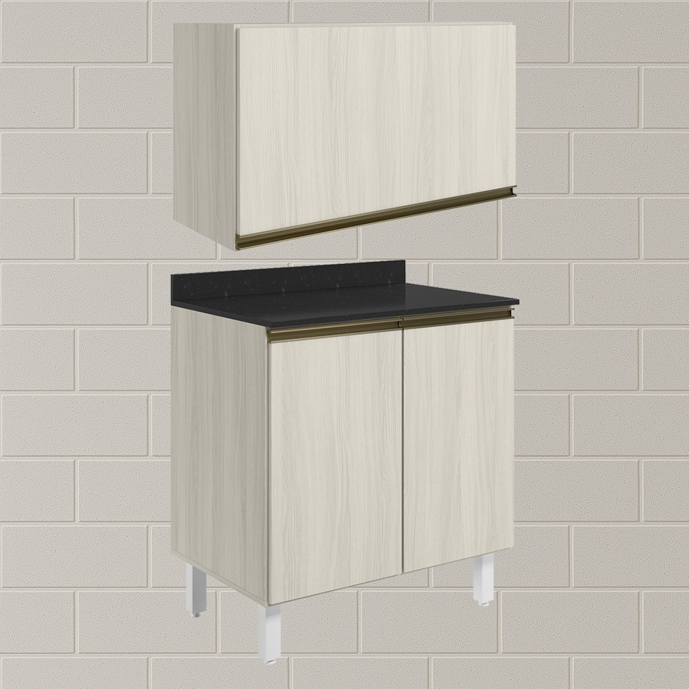 Armario Aereo E Balcao MDF 60cm Kali Bianco Toq Bianco Toq Nicioli