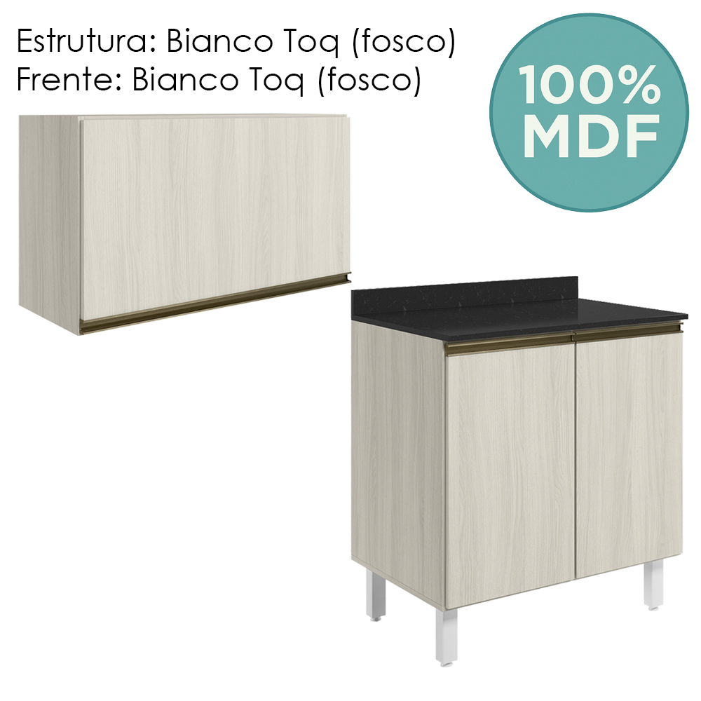 Armario Aereo E Balcao MDF 60cm Kali Bianco Toq Bianco Toq Nicioli
