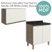 Armario Aereo E Balcao MDF 60cm Kali Carvalho Toq Off White Cetim Nicioli
