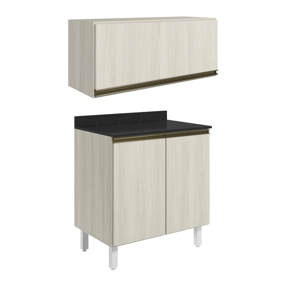 Armario Aereo E Balcao MDF 70cm Kali Bianco Toq Bianco Toq Nicioli
