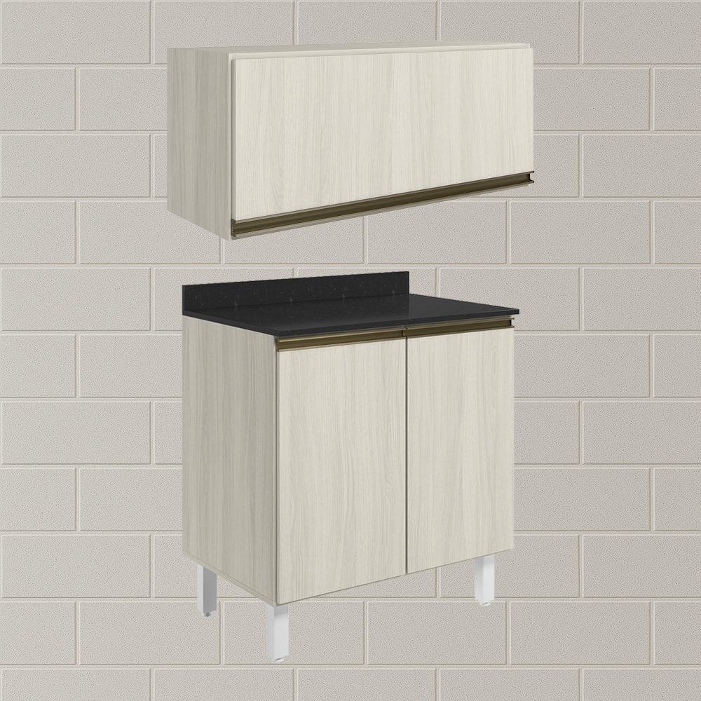 Armario Aereo E Balcao MDF 70cm Kali Bianco Toq Bianco Toq Nicioli