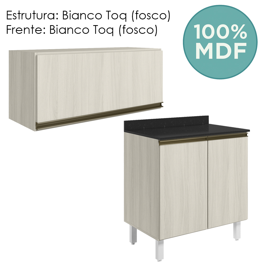 Armario Aereo E Balcao MDF 70cm Kali Bianco Toq Bianco Toq Nicioli
