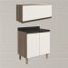 Armario Aereo E Balcao MDF 70cm Kali Carvalho Toq Off White Cetim Nicioli