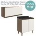 Armario Aereo E Balcao MDF 70cm Kali Carvalho Toq Off White Cetim Nicioli