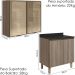Armario Aereo Vidro Balcao 2P 80cm MDF Kali Carvalho Toq Carvalho Toq Nicioli