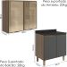 Armario Aereo Vidro Balcao 2P 80cm MDF Kali Carvalho Toq Chumbo Nicioli