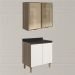 Armario Aereo Vidro Balcao 2P 80cm MDF Kali Carvalho Toq Off White Cetim Nicioli
