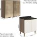 Armario Aereo Vidro Balcao 2P 80cm MDF Kali Carvalho Toq Off White Cetim Nicioli